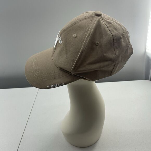 Tesla Strap Back Hat Cap Beige Adult Adjustable 6 Panel - Picture 8 of 12